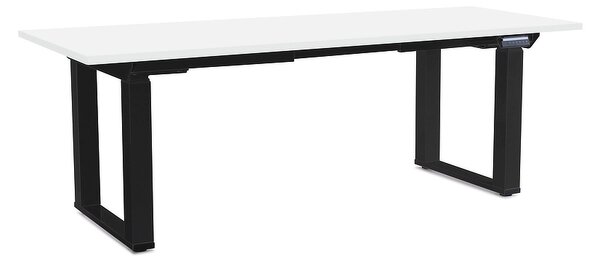 Výškově nastavitelný stůl OfficeTech Strong 200 x 80 cm, černá podnož, bílá