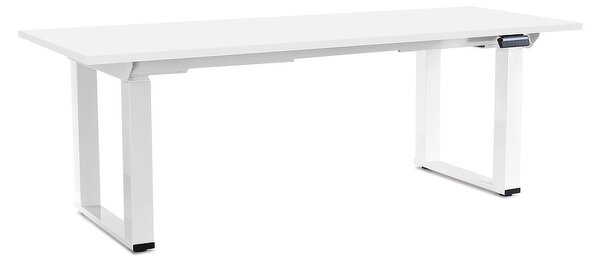 Výškově nastavitelný stůl OfficeTech Strong 200 x 80 cm, bílá podnož, bílá