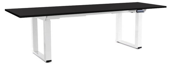 Výškově nastavitelný stůl OfficeTech Strong 240 x 80 cm, bílá podnož, černá