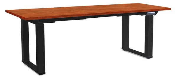 Výškově nastavitelný stůl OfficeTech Strong 200 x 80 cm, černá podnož, třešeň