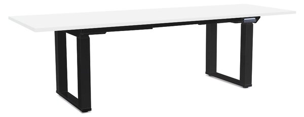Výškově nastavitelný stůl OfficeTech Strong 240 x 80 cm, černá podnož, bílá