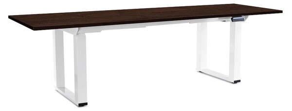 Výškově nastavitelný stůl OfficeTech Strong 240 x 80 cm, bílá podnož, wenge