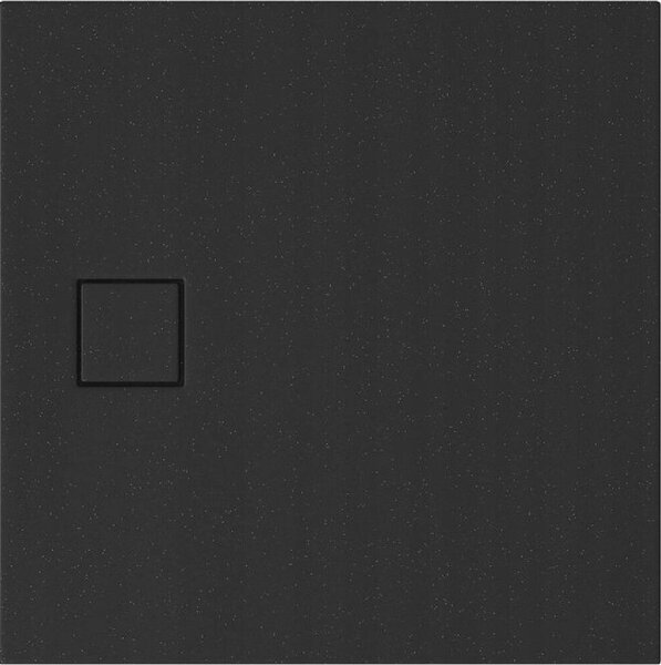Cersanit Tako Slim, čtvercová akrylátová sprchová vanička 90x90x4 cm + černý sifon, černá, S932-166