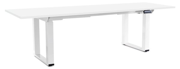 Výškově nastavitelný stůl OfficeTech Strong 240 x 80 cm, bílá podnož, bílá