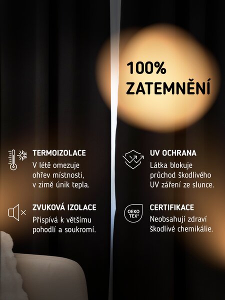 MK Lůžkoviny Blackout závěsy Elias hořčicová – 140 × 160 cm (2 ks) - řasící stuha