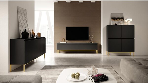 Skříňka Bennasi B3 (černá + zlatá). Akce -18%