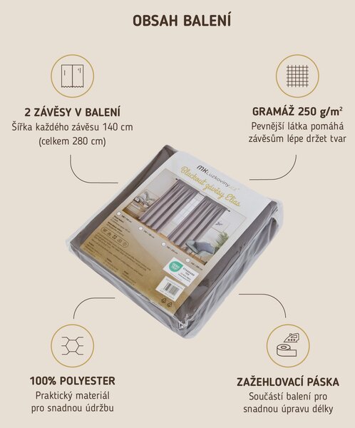 MK Lůžkoviny Závěsy Zara šedá – 140 × 280 cm (2 ks)