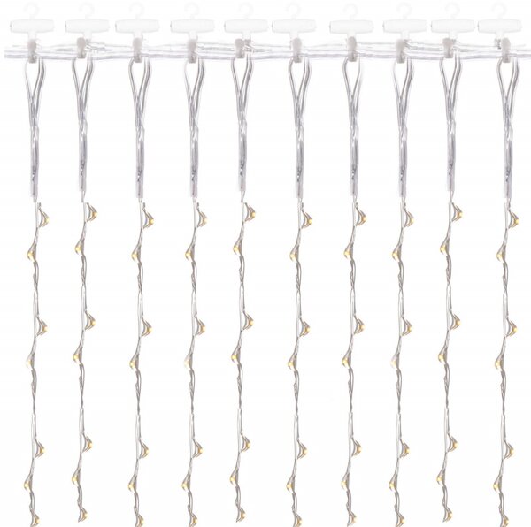 LED Nano světelný závěs - 2x2m, 200LED, 8 funkcí, ovladač, USB, IP44, studená bílá