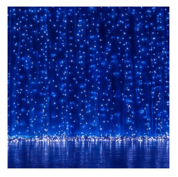LED Nano světelný závěs - 3x3m, 300LED, 8 funkcí, ovladač, USB, IP44, modrá