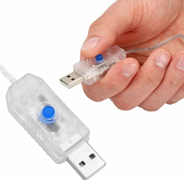 LED Nano světelný závěs - 3x3m, 300LED, 8 funkcí, ovladač, USB, IP44, modrá