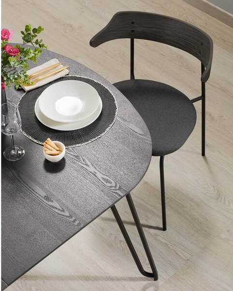 Tmavě hnědý rozkládací jídelní stůl s deskou v dekoru jasanového dřeva 100x170 cm Milian – Kave Home