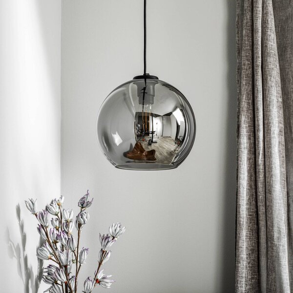 Nowodvorski Lighting Závěsné světlo Polaris, zrcadlové sklo, kouřové, stmívatelný, Hliník / šedá / zinek, Obývací pokoj / jídelna, kov, Moderní