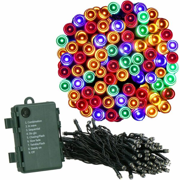LED světelný řetěz - 5,5m, 50LED, 8 funkcí, 3xAA, IP44, multicolor