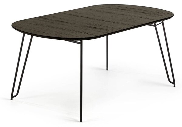 Tmavě hnědý rozkládací jídelní stůl s deskou v dekoru jasanového dřeva 100x170 cm Milian – Kave Home