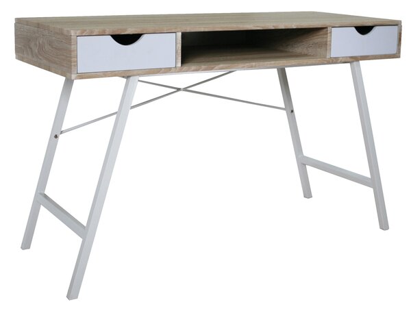 Pracovní stůl B-140 MDF v barvě dub sonoma a bílá, kov aluminium