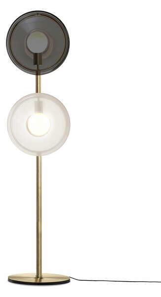 Luxusní stojací lampa Bomma Orbital Povrch Montury: Broušená zlatá, Barva skla: Růžová + bílá