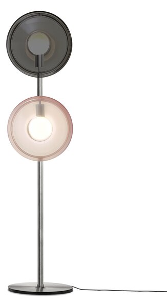 Luxusní stojací lampa Bomma Orbital Povrch Montury: Broušená zlatá, Barva skla: Růžová + bílá
