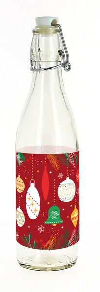 Skleněná láhev s patentním uzávěrem TORO 1l vánoční stromek