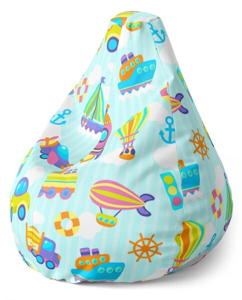 Sablio Sedací vak Pear Autíčka - 70 x 95 x 15 cm