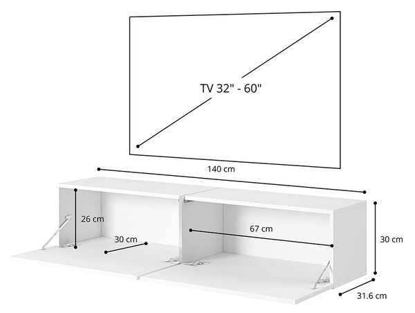 TV skříňka/stolek Bakira 140 (egger bílý mramor)