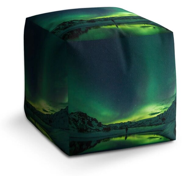 Sablio Taburet Cube Zelená záře - 40x40x40 cm