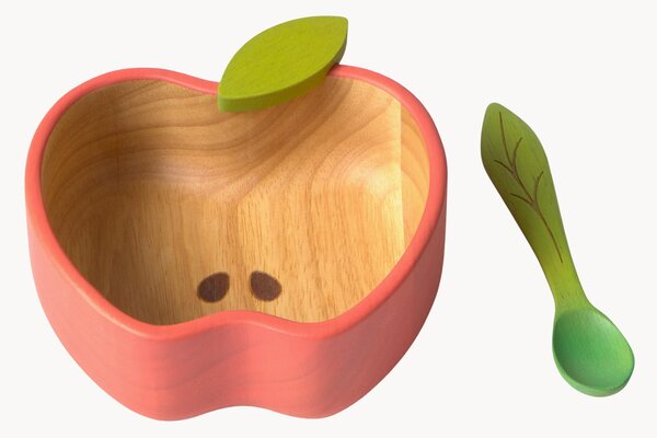 Sada ručně vyrobené misky se lžičkou Pepa the Apple, 2 díly