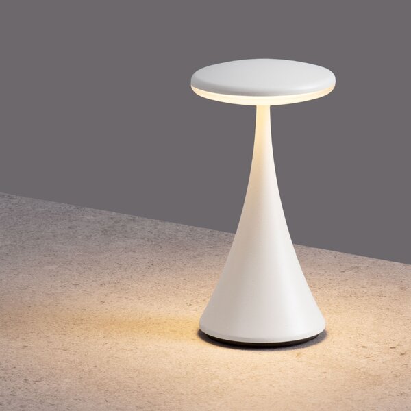 Nova Luce Bílá kovová nabíjecí stolní LED lampa Elbo