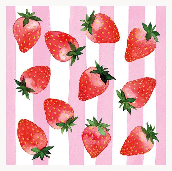 Sada papírových ubrousků Strawberry & Stripes, 40 dílů