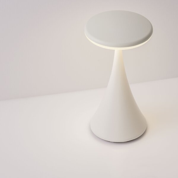 Nova Luce Bílá kovová nabíjecí stolní LED lampa Elbo