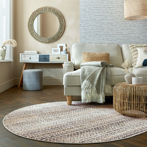 Flair Rugs, Kusový koberec Santiago Camino Natural kruh, 160x160 (průměr) kruh, béžová, ložnice