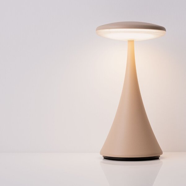 Nova Luce Béžová kovová nabíjecí stolní LED lampa Elbo