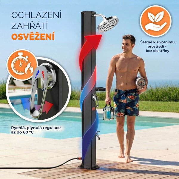 Solární sprcha s krytem HAVANA, 60 l, černá Casaria