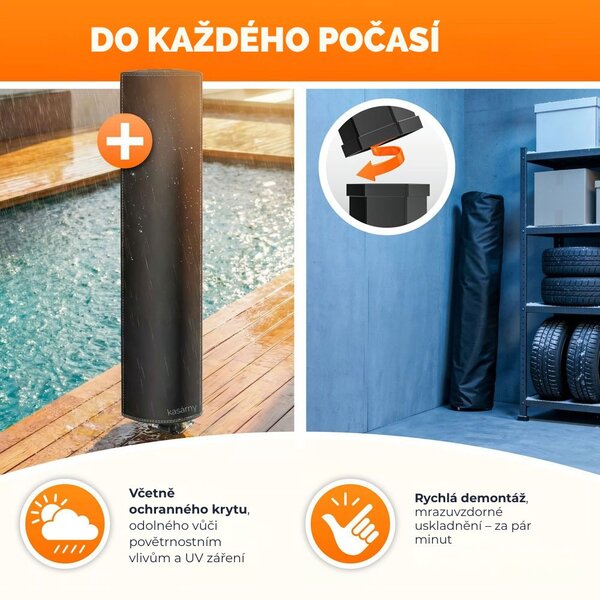 Solární sprcha s krytem HAVANA, 60 l, černá Casaria