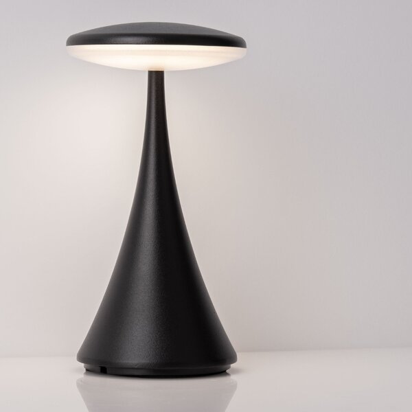 Nova Luce Černá kovová nabíjecí stolní LED lampa Elbo