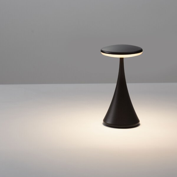 Nova Luce Černá kovová nabíjecí stolní LED lampa Elbo