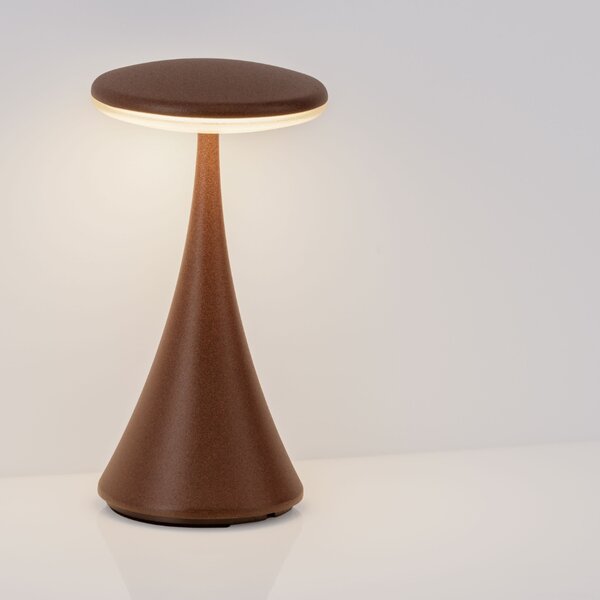 Nova Luce Hnědá kovová nabíjecí stolní LED lampa Elbo