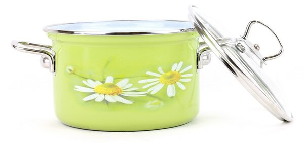 BELIS Smaltovaný hrnec s poklicí ø 16 cm - 2 l - DAISY - 41516-082DAHN5