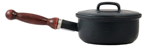 BELIS Smaltovaný rendlík s poklicí a dřeveným držadlem ø 16 cm - 1.25 l štýlák - BSE - 82716-67B000Y3