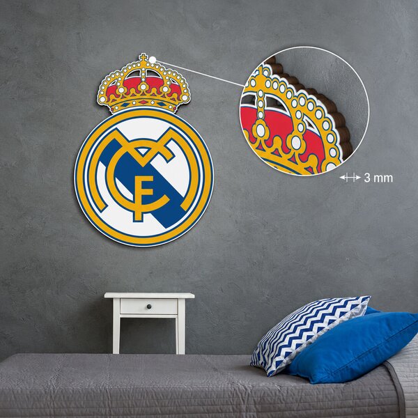 DUBLEZ | Dřevěné logo na stěnu - FC Real Madrid