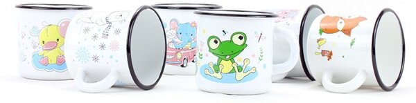 BELIS Smaltovaný hrnek ø 8 cm - 0.35 l bílý "sloník" - ČESKÝ PLECHÁČEK | RADOST enamel - 11108-039DP304