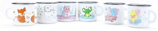 BELIS Smaltovaný hrnek ø 8 cm - 0.35 l bílý "sloník" - ČESKÝ PLECHÁČEK | RADOST enamel - 11108-039DP304
