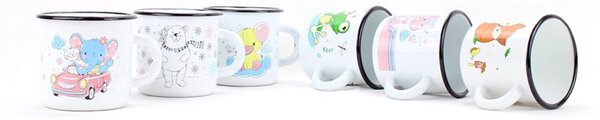BELIS Smaltovaný hrnek ø 8 cm - 0.35 l bílý "sloník" - ČESKÝ PLECHÁČEK | RADOST enamel - 11108-039DP304