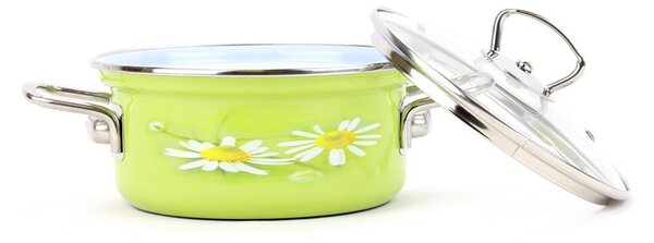 BELIS Smaltovaný rendlík s poklicí ø 16 cm - 1.4 l - DAISY - 42516-082DAHN5