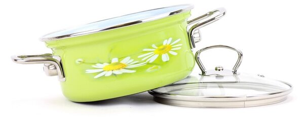 BELIS Smaltovaný rendlík s poklicí ø 16 cm - 1.4 l - DAISY - 42516-082DAHN5