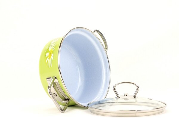 BELIS Smaltovaný rendlík s poklicí ø 16 cm - 1.4 l - DAISY - 42516-082DAHN5
