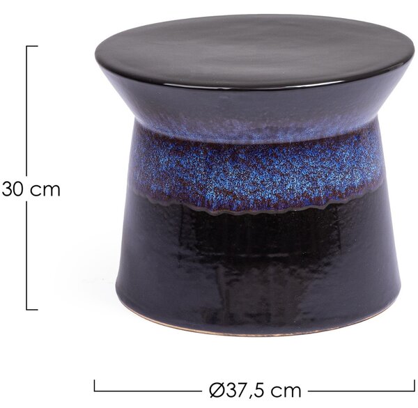 -25 % Dny MOMENTI– Bizzotto Modrý keramický odkládací stolek Baraki Ø38 cm