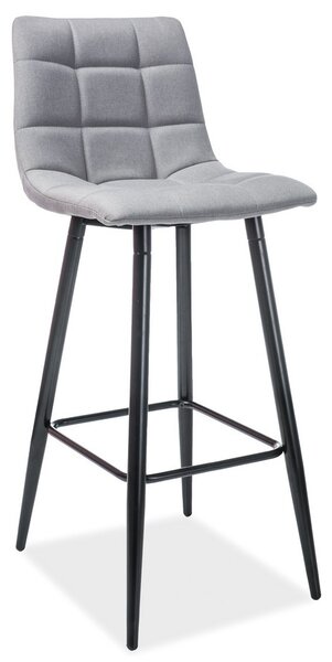 Barová čalouněná židle SPICE H-1 látka šedá, kov černý lak