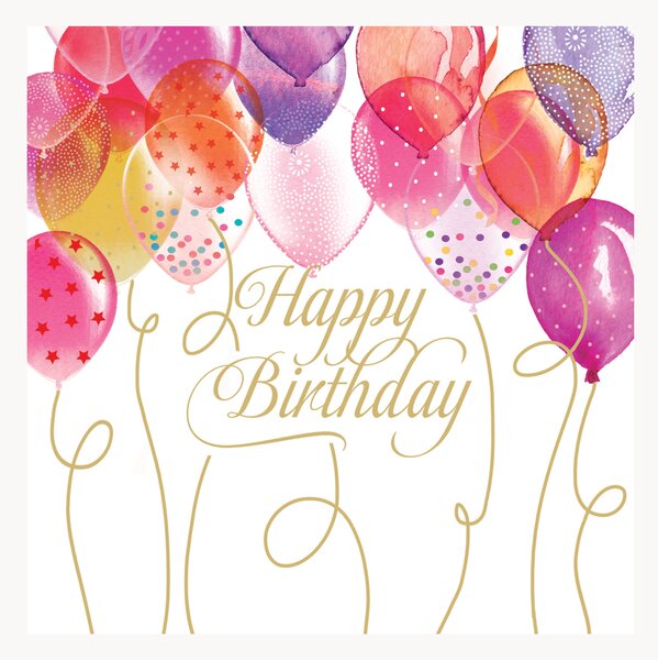 Sada papírových koktejlových ubrousků Birthday Balloons, 60 dílů