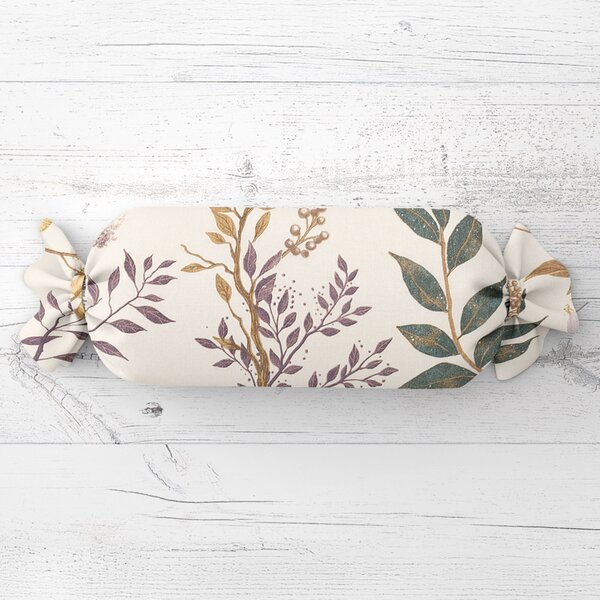 Biante Polštář válec bonbon Sandra SA-544 Podzimní větvičky na krémovém 15x40 cm