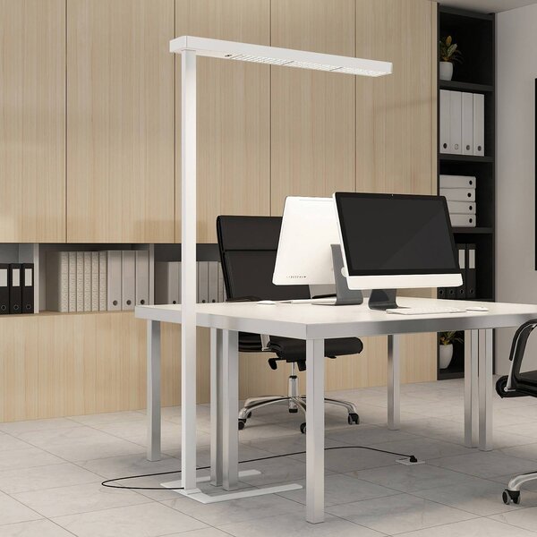 Arcchio LED kancelářská stojací lampa Susi, bílá, senzor, dotykový stmívač, stmívatelný, Bílá / opál, Pracovna / kancelář, Hliník, Moderní